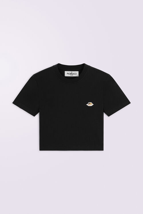 Angels Patch Cropped T-Shirt Black